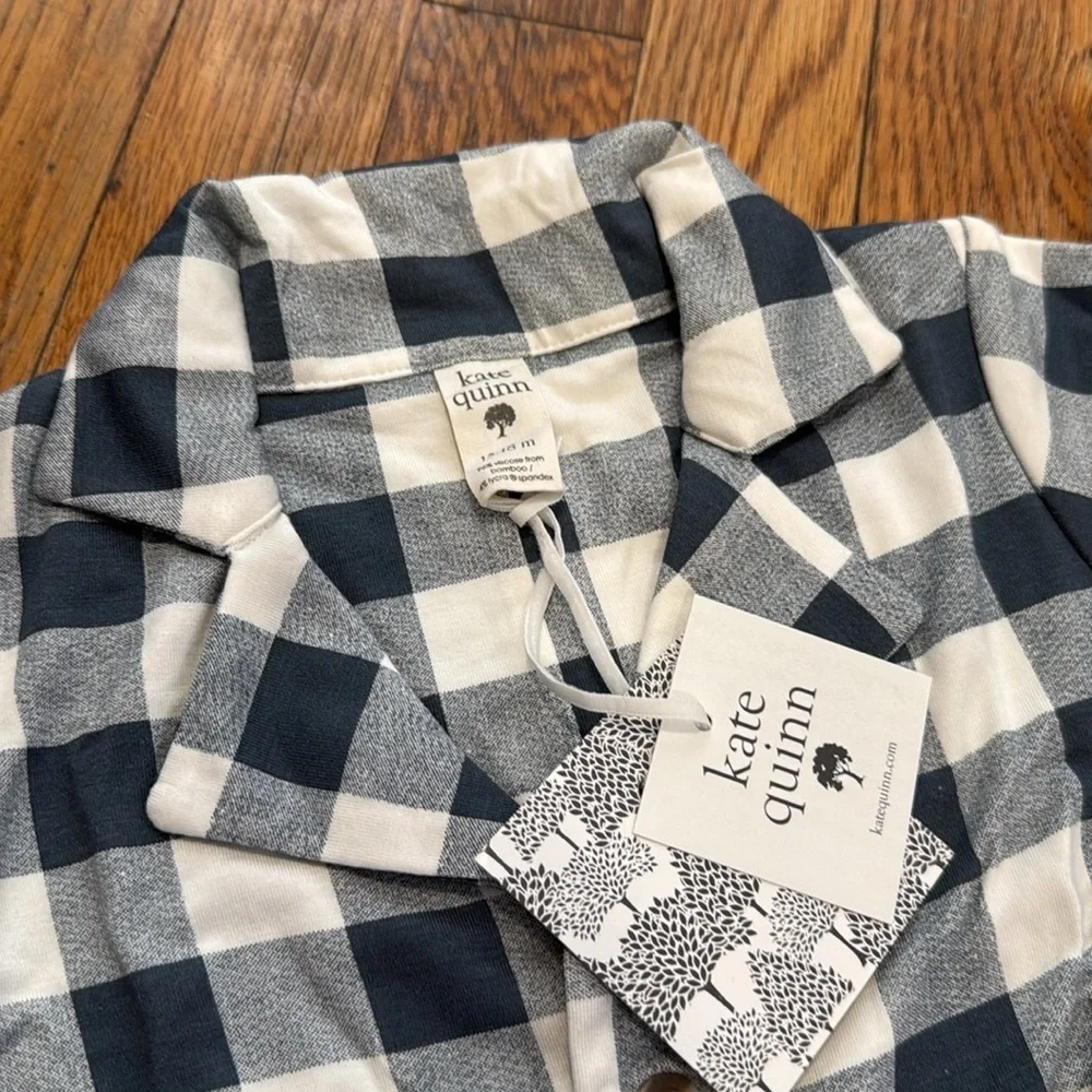 NWT Kate Quinn blue check toddler blazer jacket bamboo kids fall Thanksgiving